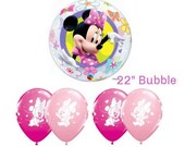Baby Minnie Mouse Balloons Minnie Bubble Balloon 22" Latex 11" Select Your Pkg Made in USA Gender Reveal Baby Shower Il_170x135