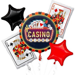 Casino Balloons Mylar Latex Made in USA Casino Party Decor Blackjack Poker Game Night Balloons image 2