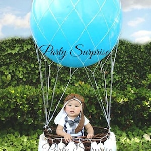 Hot Air Balloons with Nets 36&quot; 30&quot; Baby Shower 1st Birthday Party Jumbo Giant Balloon, All balloons made in the USA