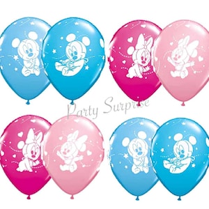 Baby Mickey Baby Minnie Balloons Mickey Minnie Baby Shower Balloons Blue Pink Gender Reveal Mouse Balloons Made in USA