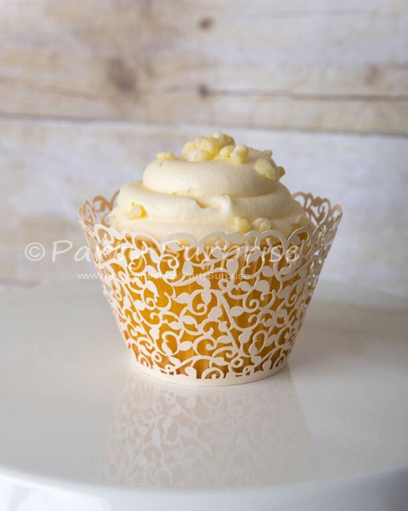 Ivory Cupcake Wrappers Lace Filigree Vine Cupcake Wedding Etsy