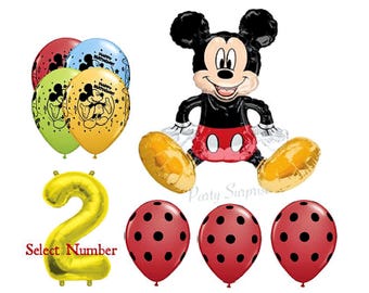 Mickey Mouse Birthday Balloon Set, Polka Dot and Number Balloons, USA Made