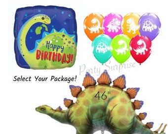 Dinosaur Balloons Birthday Party Package Jumbo Mylar Dinosaur Stegasaurus Latex Kids Dinosaur Birthday Balloons Mylar Latex Select Package