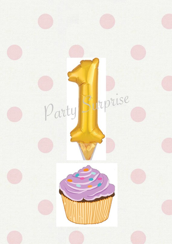 Number 1 Balloon Cake Topper Pick 6 Mylar Foil 1 Balloon Etsy