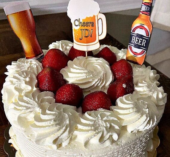 Beer Cupcake Toppers Cheers And Beers Bottle Beer Mugs Etsy