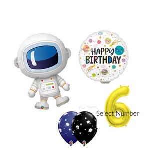 Astronaut Balloon 37&quot; Blast Off Birthday Balloon Package Planets Outer Space Birthday Party Balloons Celestial Galaxy Moon Made in USA