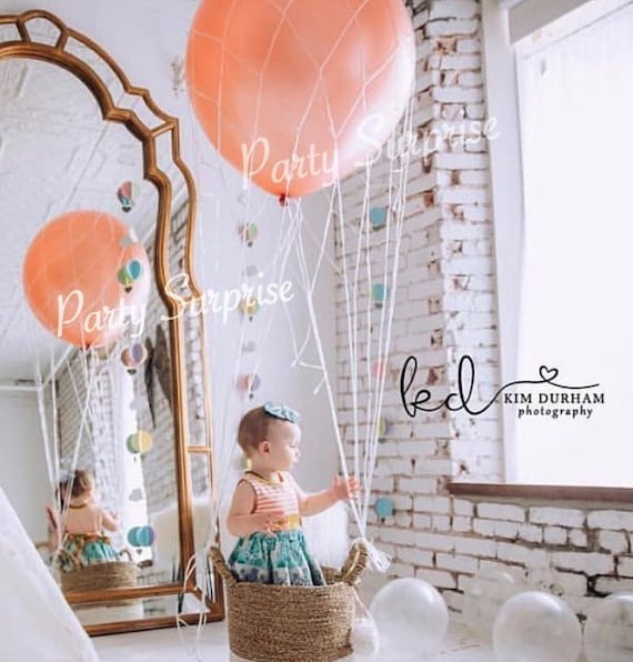 Hot Air Balloons 30" with Net Pearl White Blue Pink Ivory, Metallic Silver Gold Photo Op Large 30" Latex Balloon Made in USA Il_570xn