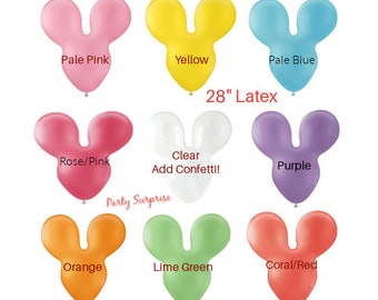 Mickey Minnie Mouse Ear Balloons 28" 9 colors Boy Mickey Mouse Birthday Girl Minnie Birthday