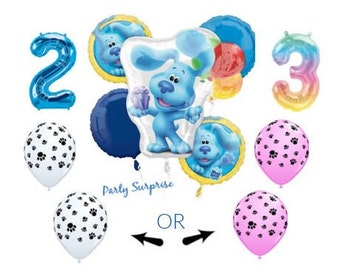 Blues Clues Balloon Package White Pink Paw Print Balloons Birthday Number Balloons Select Pkg Blues Clues Girl Boy Party Made in USA