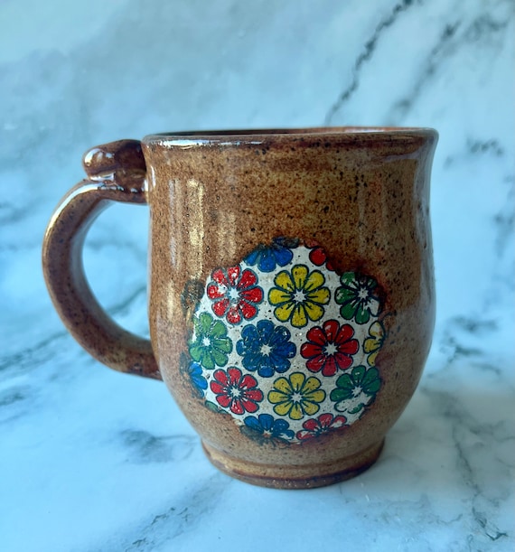 Brown Flower Mug