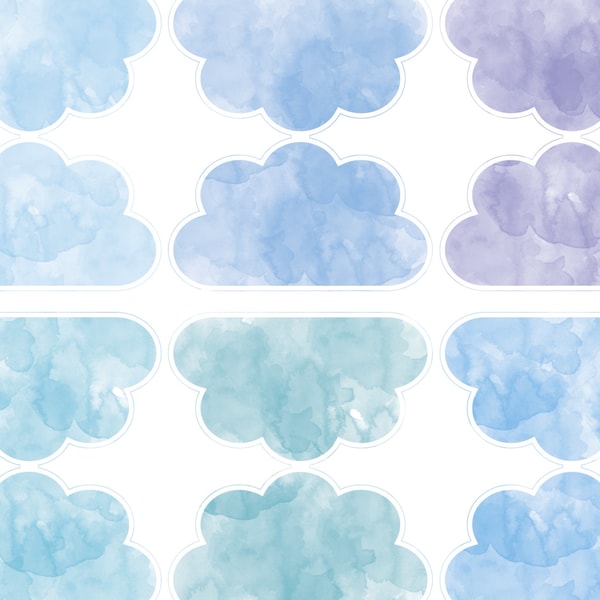 Printable Cloud and Sun Bunting or Cupcake Toppers in Natural Watercolours