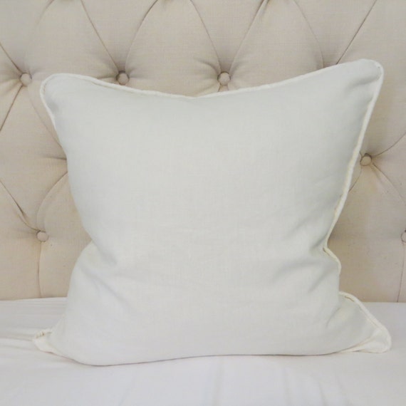 Ivory Linen Custom Pillow Cover w/Piping and Invisible Zipper Etsy