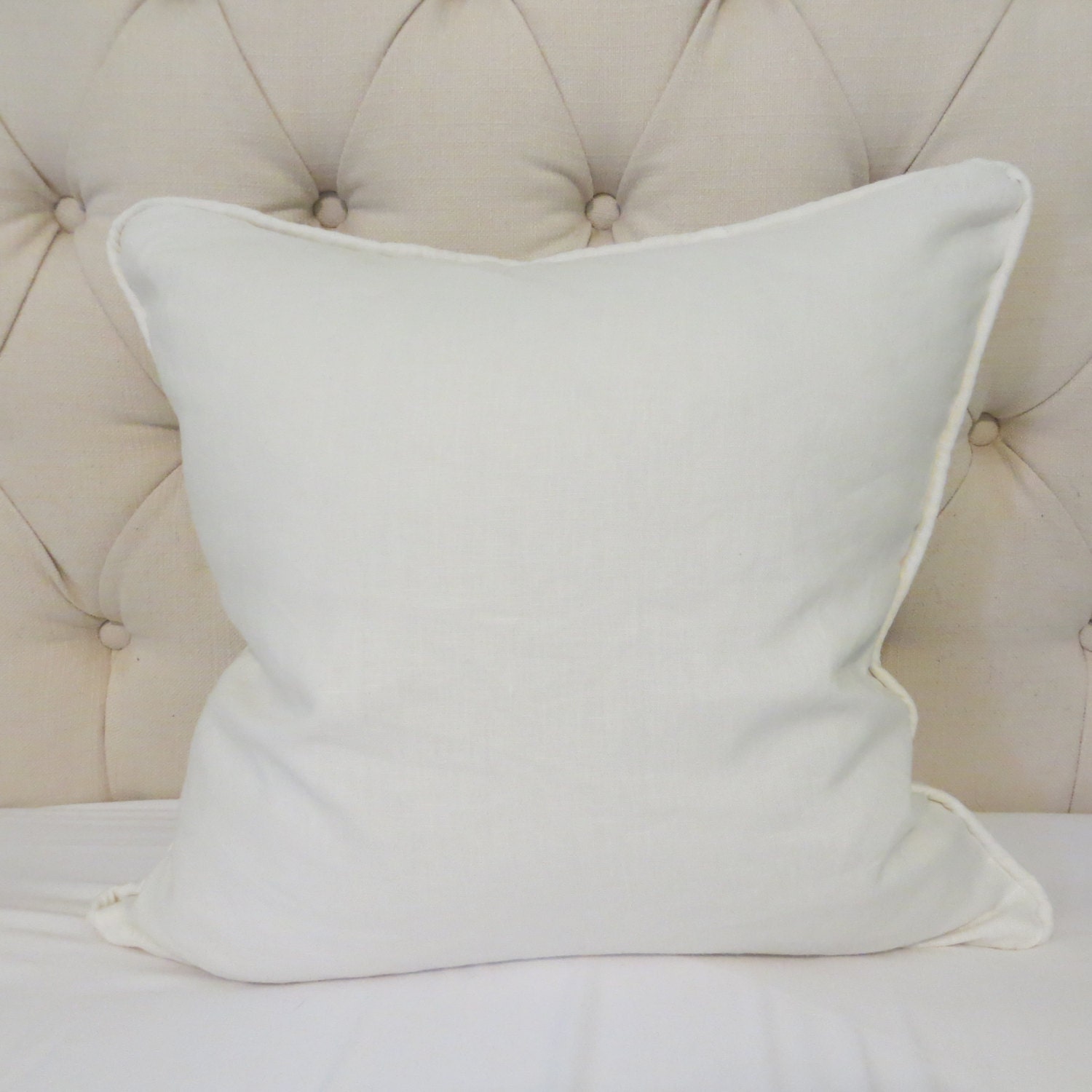 Ivory Linen Custom Pillow Cover w/Piping and Invisible Zipper Etsy