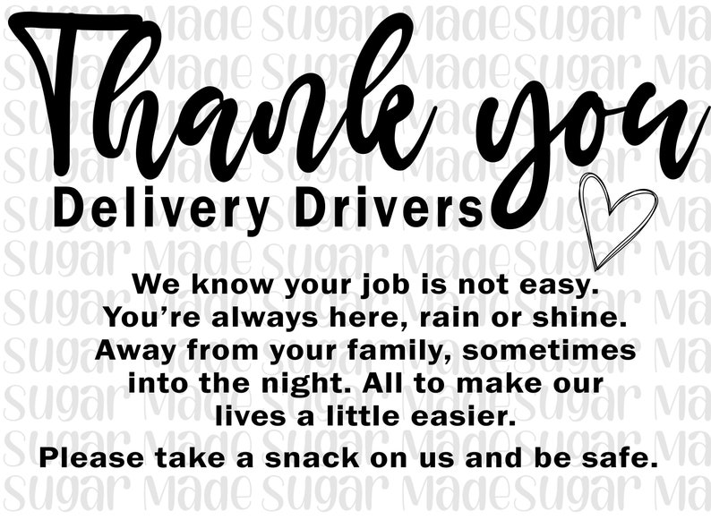 Delivery Driver Sign Thank You Sign Snack Sign for UPS Etsy