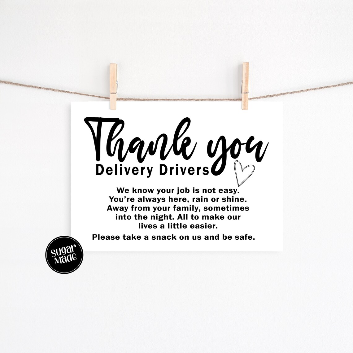 Delivery Driver Sign Thank You Sign Snack Sign For UPS Etsy