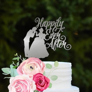 Happily Ever After Cake Topper Wedding Cake Topper Cinderella Cake Topper Custom Cake Topper Gold Rustic Topper Boho Cake Topper