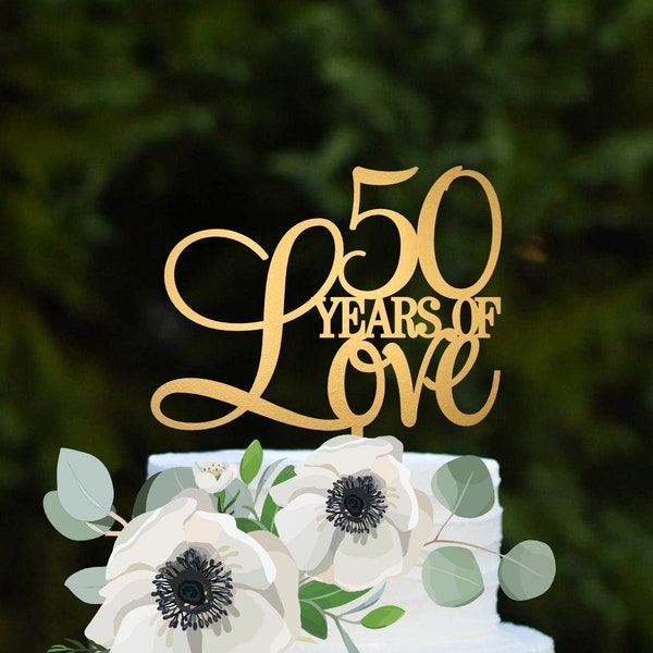 50th Anniversary Cake Topper, 50th Anniversary Decorations, Golden Anniversary, 50th Wedding Anniversary, Anniversary Party Decor