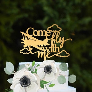 Airplane Wedding Cake Topper, Biplane Wedding Cake Topper, Come Fly With Me Cake Topper, Plane Cake Topper, Pilot Wedding Cake Topper