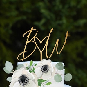 Initial Wedding Cake Topper for Wedding Custom Cake Topper Personalized Rustic Wedding Decor Bridal Shower Gold Cake Topper Acrylic Topper