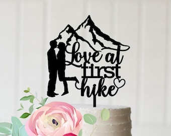 Hiking Wedding Cake Topper Hiker Personalized Cake Topper for Wedding Rustic Outdoor Wedding Decor Mountain Wedding Bridal Shower Decor