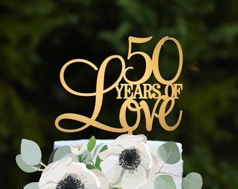 50th Anniversary Cake Topper, 50th Anniversary Decorations, Golden Anniversary, 50th Wedding Anniversary, Anniversary Party Decor