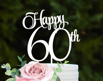 60th Birthday Cake Topper 60th Anniversary Cake Topper 60th Birthday Party Decor Happy 60th Birthday Gift