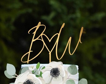 Initial Wedding Cake Topper for Wedding Custom Cake Topper Personalized Rustic Wedding Decor Bridal Shower Gold Cake Topper Acrylic Topper