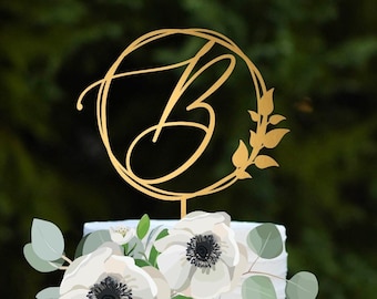 Gold Cake Topper for Wedding, Personalized Cake Topper, Rustic Wedding Cake Topper, Custom Mr Mrs Cake Topper, Anniversary Cake Toppers