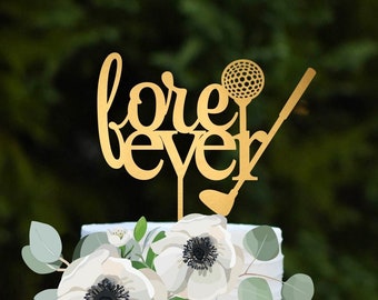 Golf Wedding Cake Topper Fore Ever Golf Cake Topper Golfer Wedding Cake Topper Wedding Cake Topper for Golfers Golf Ball and Club Topper