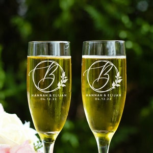 Monogram Wedding Toasting Flutes | Personalized Toasting Flutes | Champagne Flutes for Wedding | Wedding Glasses | Set of Two Flutes