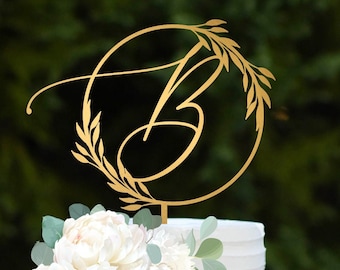 Gold Cake topper for Wedding Cake Topper Personalized cake topper Rustic wedding cake topper Custom cake topper Anniversary Cake toppers