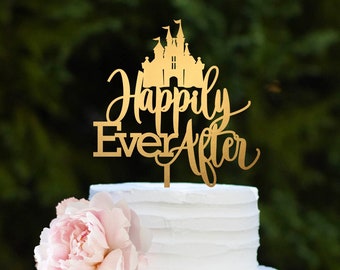 Cinderella Cake Topper - Wedding Cake Topper - Happily Ever After Cake Topper with Castle