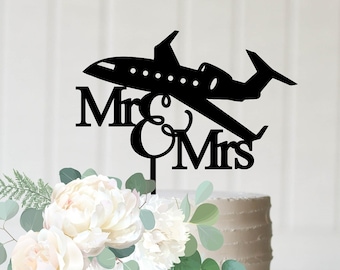 Airplane Wedding Cake Topper Pilot Wedding Cake Topper Mr Mrs Cake Topper Wedding Topper Jet Plane Wedding Decor Pilot Bridal Shower Decor