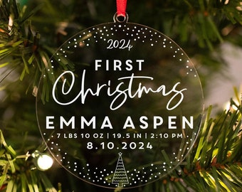 Babys First Christmas Ornament 2025, Personalized Babys 1st Christmas Ornament, New Baby Ornament, Birth Stats Ornament, New Baby Gift