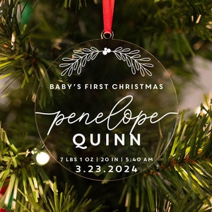 Baby&#39;s First Christmas Ornament, Personalized Christmas Ornament, New Baby Christmas Ornament, Baby Stats Ornament, 2024 Christmas Ornament