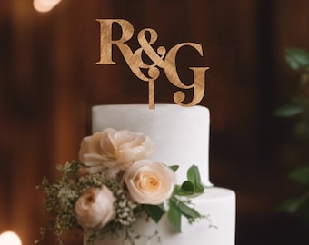 Initial Wedding Cake Topper Mr and Mrs Cake Topper Personalized Cake Topper Wedding Cake Decor Rustic Cake Topper Gold Topper