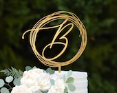 Gold Cake topper for Wedding Cake Topper Personalized cake topper Rustic wedding cake topper Custom Mr and Mrs cake topper Anniversary Cake