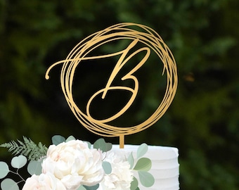 Gold Cake topper for Wedding Cake Topper Personalized cake topper Rustic wedding cake topper Custom Mr and Mrs cake topper Anniversary Cake