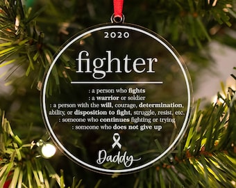 Cancer Survivor Ornament, Cancer Awareness Christmas Ornament, Personalized Christmas Ornament, Fighter Christmas Ornament, 2022 Ornament