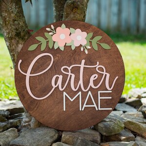 Nursery Name Sign, 3D Custom Name Sign, Round Wood Name Sign, Baby Name Sign, Nursery Decor, Crib Sign, Baby Shower Gift, Nursery Wall Art
