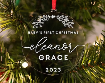Baby's First Christmas Ornament, Personalized Christmas Ornament, New Baby Christmas Ornament, Baby Stats Ornament, 2023 Christmas Ornament