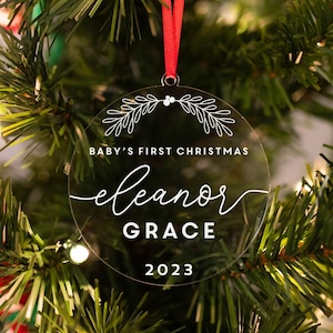 Baby&#39;s First Christmas Ornament, Personalized Christmas Ornament, New Baby Christmas Ornament, Baby Stats Ornament, 2024 Christmas Ornament
