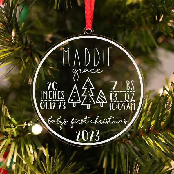 Baby's First Christmas Ornament, Personalized Christmas Ornament, New Baby Christmas Ornament, Baby Stats Ornament, 2022 Christmas Ornament