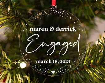 Our First Christmas Engaged Ornament Personalized, Personalized Christmas Ornament, Engagement Ornament 2023, Christmas Gift for Couple