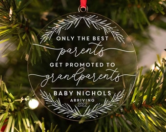 Personalized Christmas Ornament, Only the Best Parents Get Promoted to Grandparents Christmas Ornament, Pregnancy Expecting Announcement