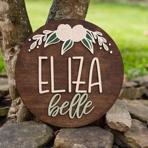 Baby Name Sign Nursery Name Sign Custom Nursery Sign 3D Wood Name Sign Round Wood Sign Baby Shower Gift Girl Boy Nursery Name Sign