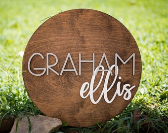 Nursery Name Sign | Baby Name Sign | Round Wood Sign | Nursery Decor | Custom Name Nursery Sign | Kids Room Name Sign | Baby Shower Gift