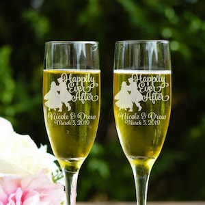 Snow White Toasting Flutes - Happily Every After Toasting Flutes - Champagne Flutes - Set of Two