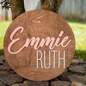 Personalized Name Wood Sign, Round Personalized Baby Name Sign, Custom Name Nursery Sign, Kids Name Sign, Wooden Personalized Name Sign