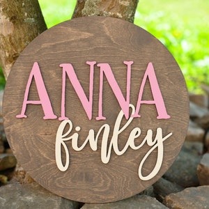 Nursery Name Sign | 3D Name Sign | Baby Name Sign | Round Wood Name Sign | Baby Shower Gift | Kids Room Sign | Custom Wood Sign | Crib Sign